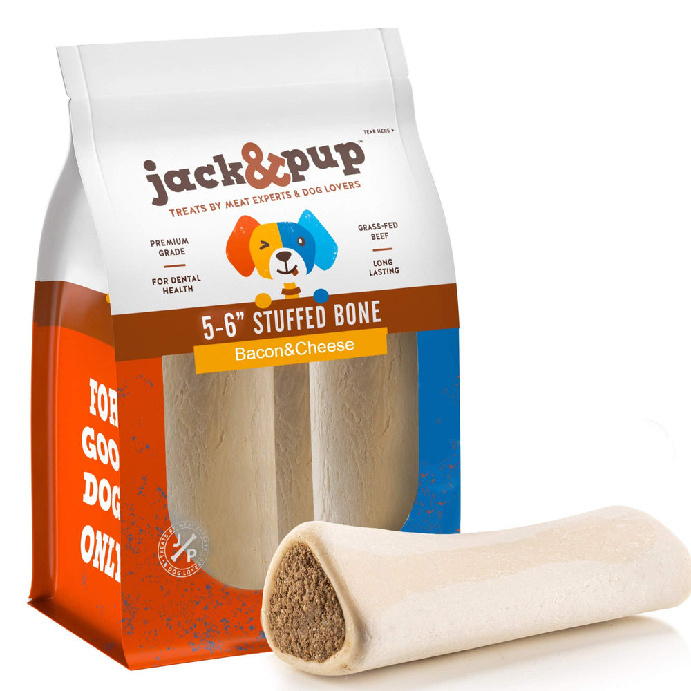 Jack&Pup filled bone for large dogs with long lasting chew in 5-6 inch size