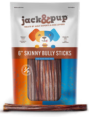Jack&Pup 6-inch skinny bully stick for small dogs, promotes natural chewing and dental care.