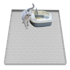Jacooxi cat litter mat large 34x22 inches gray traps litter and protects floors