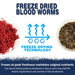Blood worms being poured into a feeding dish from JADINGSFARM brand.