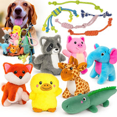 Jalousie dog squeaky toys multipack, inviting interactive play and variety.