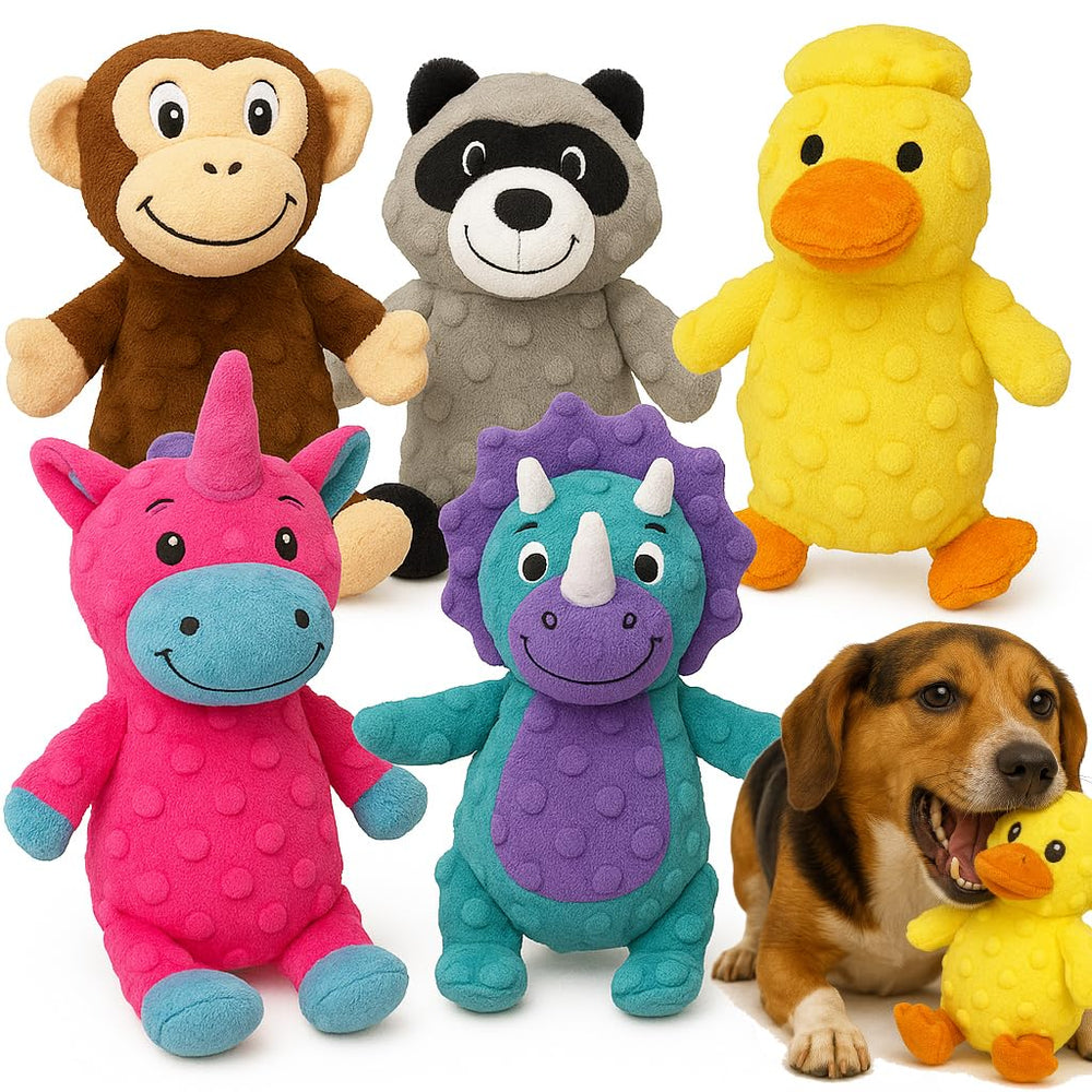 Jalousie dog toy pack with squeaker boosts interactive play for medium breeds.