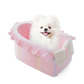 Jaoul dog car seat bow design for small pets, secure view and comfort