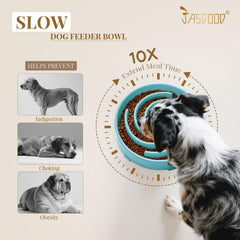 JASGOOD slow feeder bowl with dry and wet foods in use for slower meals