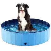 Jasonwell foldable dog pool 32-inch blue for portable outdoor play.