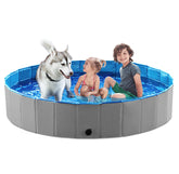 Jasonwell foldable dog pool 63in grey setup for backyard fun