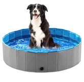 Jasonwell foldable dog pool folded for easy storage and portability.