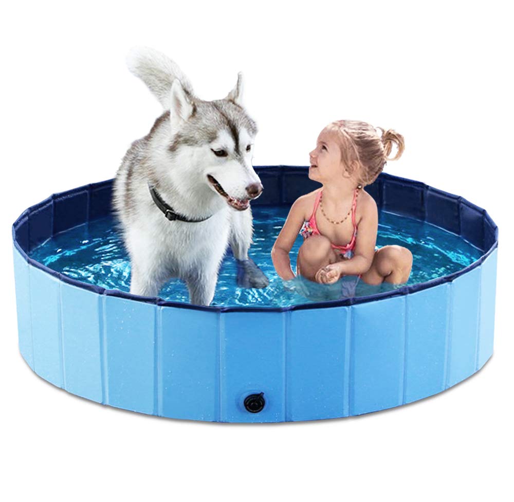 Jasonwell foldable dog pool, side view, portable setup for easy travel with pets.