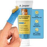 Jasper dog toothbrush kit packaging highlights natural ingredients for at-home dental care.