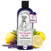 Jax N Daisy dog shampoo bottle pouring for a gentle wash on sensitive skin