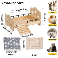 JAZUIHA wooden bunny bed top view reveals roomy interior and rounded edges.