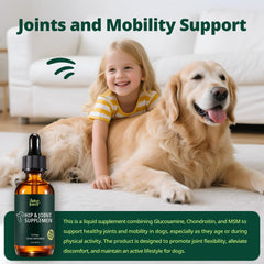 Liquid glucosamine dropper from Jazzy Fuzzy for easy dosing.