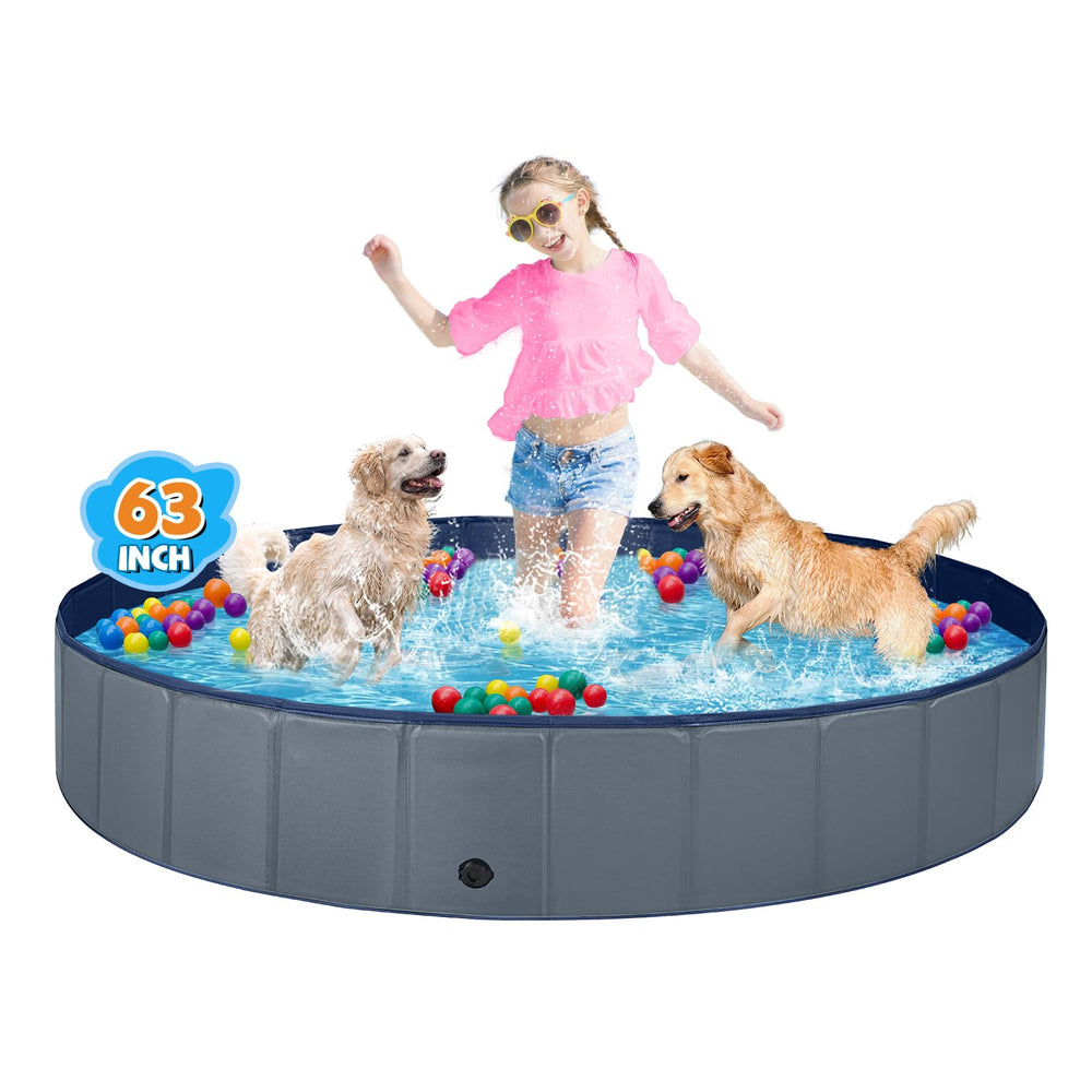 Jecoo large dog pool in foldable setup for quick outdoor cooling.