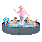 Jecoo large dog pool in foldable setup for quick outdoor cooling.