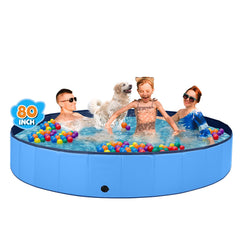 Jecoo XXXL-80 blue dog pool offering ample space for large dogs to cool off