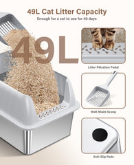 Jecoo easy-clean litter box with seamless interior to reduce litter buildup