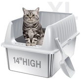 Jecoo XL stainless steel litter box with lid for big cats and multi-cat homes