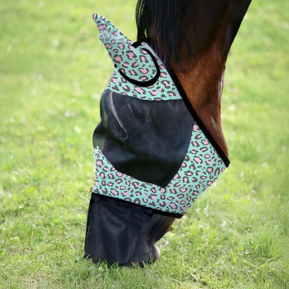 Jeffers Deluxe Mesh Fly Mask with Ears & Nose, front view, breathable protection from flies