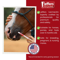 Horse being treated with Jeffers gel in stable environment.