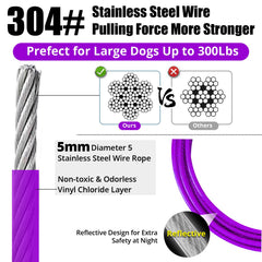 Jenico dog tie out cable 30ft provides extended reach for safe exploration.