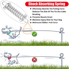 Jenico tie-out uses 5mm galvanized steel wire with PVC coating for strength.