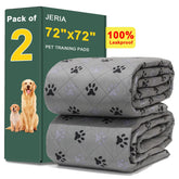 JERIA 2-pack 72x72 dog pads in a pack shot protect floors during potty training.