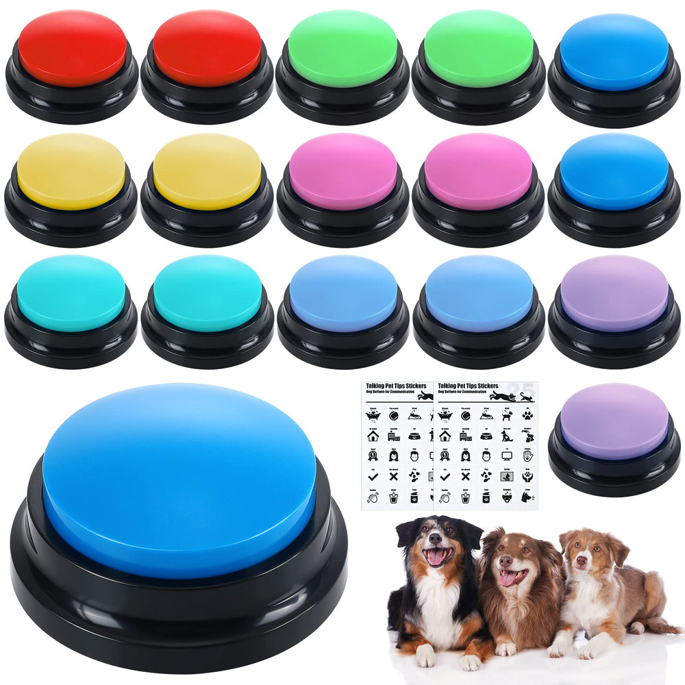 Jerify 16-pcs voice buttons packaging showing color variety for training