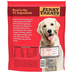 Jerky Treats Tender Beef Strips snack bag for dogs, supports tasty rewards during training.