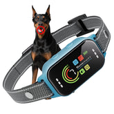 JEUJE dog bark collar front view with adjustable strap for all sizes, comfortable day-long wear.