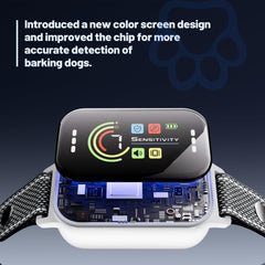 JEUJE bark collar rotary dial detail for on-the-spot sensitivity adjustment.