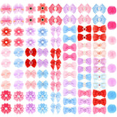 Jexine dog bows in a multicolor set with rhinestones for eye-catching pet photos.