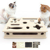 JHMFDDSB cat scratch puzzle box front view highlights sturdy wood and safe play.