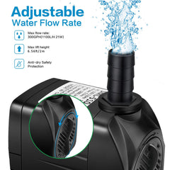 Jhua 300GPH pump flow control knob adjusts circulation