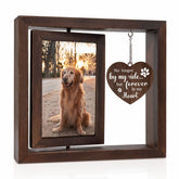 Jigfoxy dog memorial frame with a 4x6 photo in a rotating display.