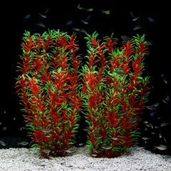 JIHAQUA two-piece 21-inch wine plastic plants decor for aquariums, stable and safe.