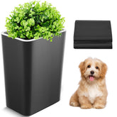 Jingmore dog poop trash can outside with plant-styled black finish blends with garden décor