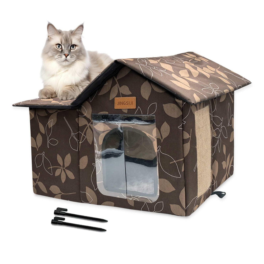 JINGSIJI outdoor cat house foldable design offers easy transport and storage.