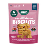 Jinx oven-baked beef bone broth biscuits providing a crunchy dog treat experience