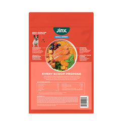Jinx ingredients image featuring salmon, flaxseed, and sweet potato for coat health.