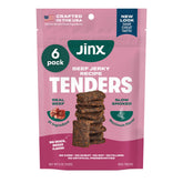 Jinx Tenders Beef Jerky packaging highlights premium, all-natural ingredients for dogs.