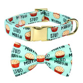 JIUJIA Stud Muffin bowtie on collar, stylish charm for daily walks and photos