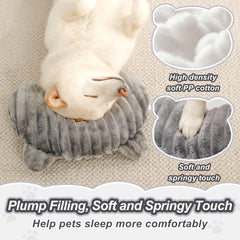 Jiupety orthopedic calming pillow features bear ear design aiding breathing and anxiety relief.