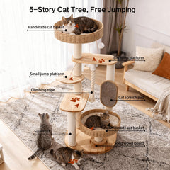 JLDUQKUM cat tree featuring reinforced 3.31-inch sisal posts for durability.