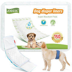 JOCCIK dog diaper liners front view, showing thin breathable protection that helps keep pets dry