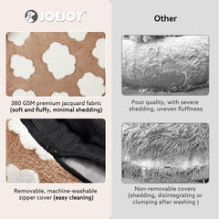 Removable washable cover on JOEJOY donut bed for easy cleaning.