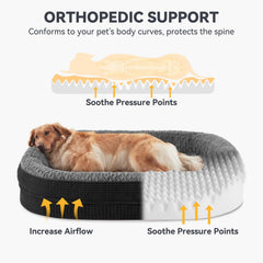 JOEJOY dog bed with 360° bolsters for secure curling.