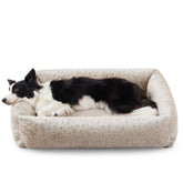 JOEJOY dog bed medium leopard plush fur provides warm, cozy comfort for pets