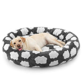 Joejoy donut large dog bed with round plush cover for cozy snuggles.