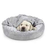 JOEJOY hooded donut bed provides privacy and warmth for cuddly pets.