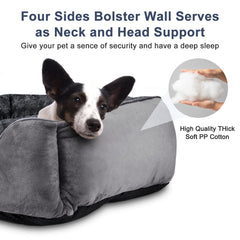 JOEJOY Rectangle Dog Bed closeup fabric reveals plush rose swirl fur